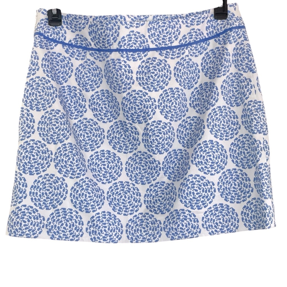 🐳 VINEYARD VINES Whale Pattern White & Blue Lined Mini Skirt Size 12